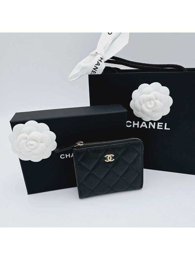 Classic zipper half wallet caviar black gold AP3999 - CHANEL - BALAAN 1