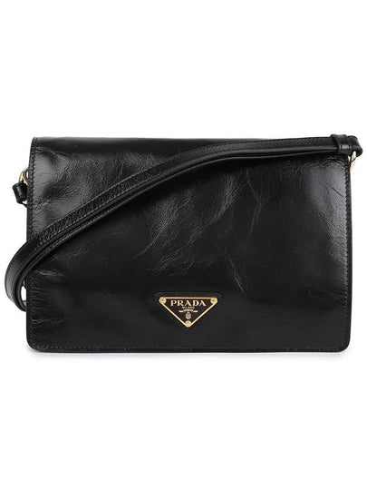 Triangle Logo Leather Shoulder Bag Black - PRADA - BALAAN 2