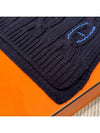 Cashmere muffler multi chandal leather patch navy color - HERMES - BALAAN 7