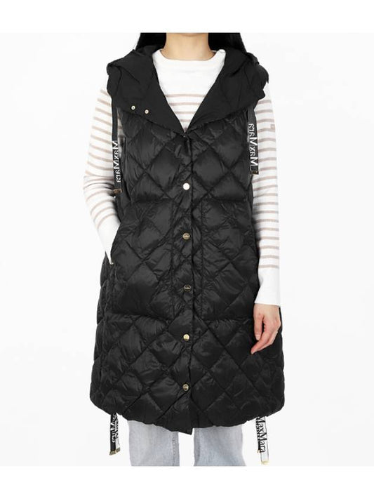 Sisoft Drawstring Hooded Vest Padding Black - MAX MARA - BALAAN 1