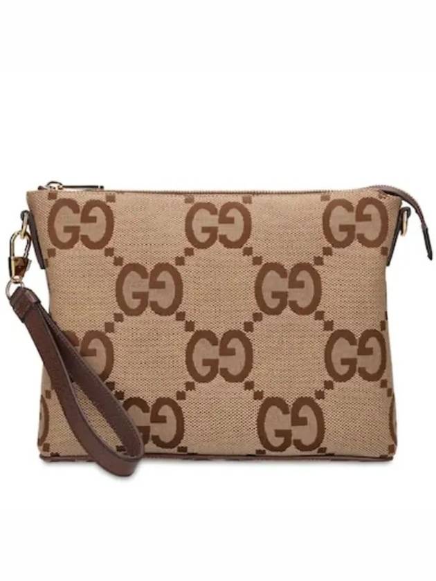 Logo pattern jumbo GG messenger zipper clutch bag - GUCCI - BALAAN 1