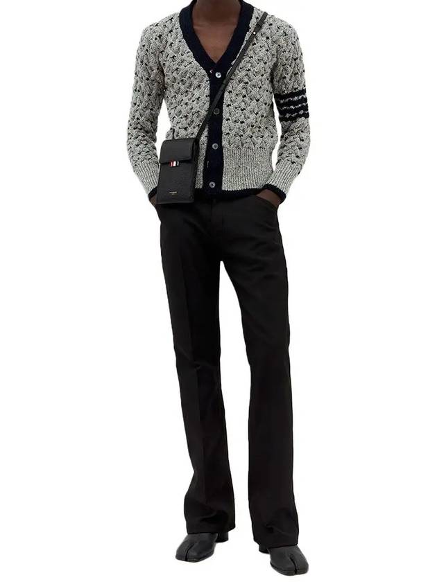 4 Bar Stripe Cable Knit Cardigan Grey - THOM BROWNE - BALAAN 3