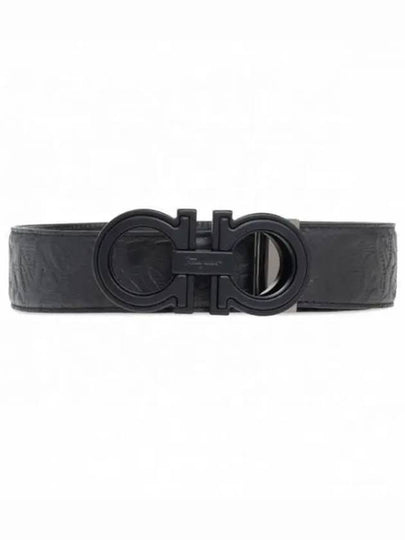 Men's Gancini Reversible Leather Belt Black - SALVATORE FERRAGAMO - BALAAN 2