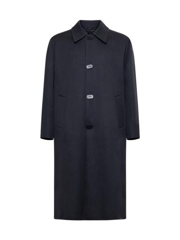 Wool Double Fabric Single Coat Blue - FENDI - BALAAN 1