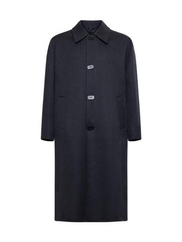 Wool Double Fabric Single Coat Blue - FENDI - BALAAN 1