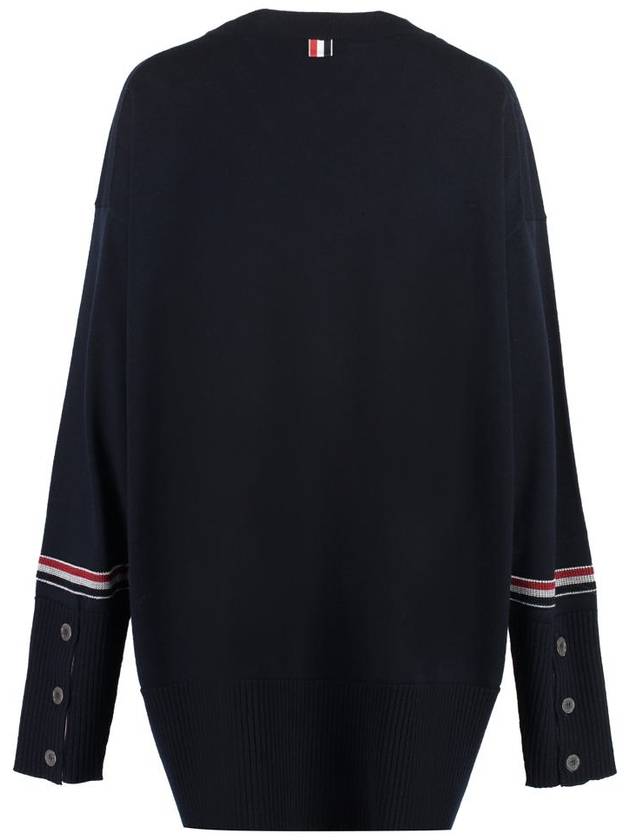 Stripe Crew Neck Jacquard Knit Top Navy - THOM BROWNE - BALAAN 3