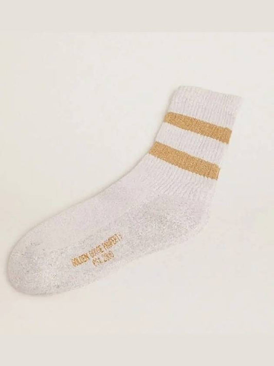 Striped Glitter High Socks White Gold - GOLDEN GOOSE - BALAAN 2