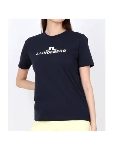 Alpha Logo Print Short Sleeve T-Shirt Navy - J.LINDEBERG - BALAAN 1