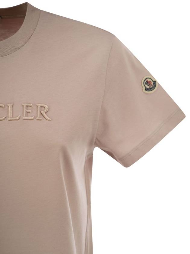 Cotton T-shirt with tone-on-tone embroidered logo - MONCLER - BALAAN 4