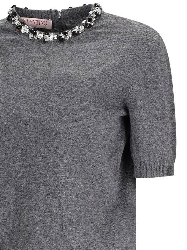 SHORT-SLEEVED SWEATER WITH JEWELS - VALENTINO - BALAAN 3