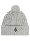 Bear Motif Cable Wool Beanie Grey - POLO RALPH LAUREN - BALAAN 2