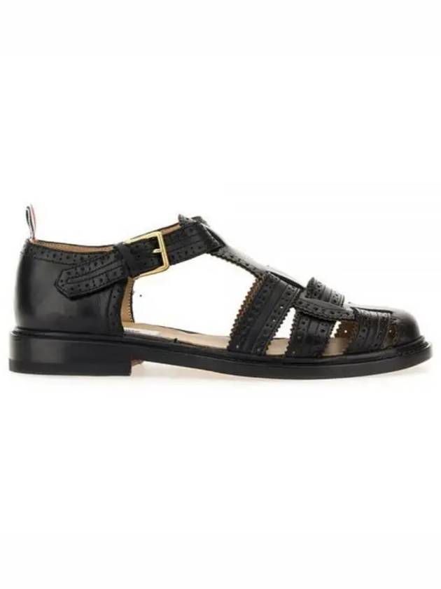 Vitello Calf Brogue Fisherman Sandals Black - THOM BROWNE - BALAAN 2