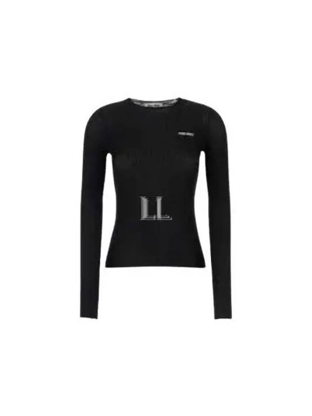 Intarsia Logo Cashmere Knit Top Black - MIU MIU - BALAAN 2