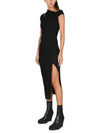 Ribbed Asymmetric Knee Length Long Dress Black - HELMUT LANG - BALAAN 3