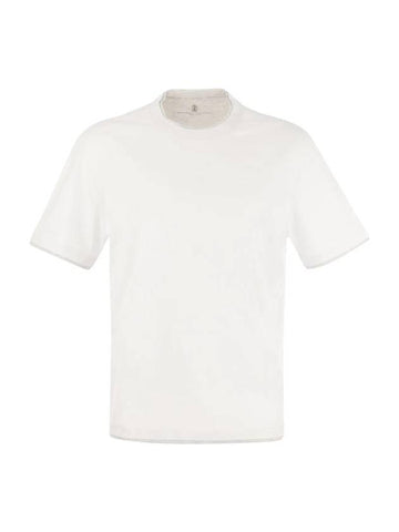 Men's Layered Effect Short Sleeve T-Shirt White - BRUNELLO CUCINELLI - BALAAN 1