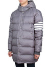 Men's 4 Bar Button Down Hooded Padding Grey - THOM BROWNE - BALAAN 5