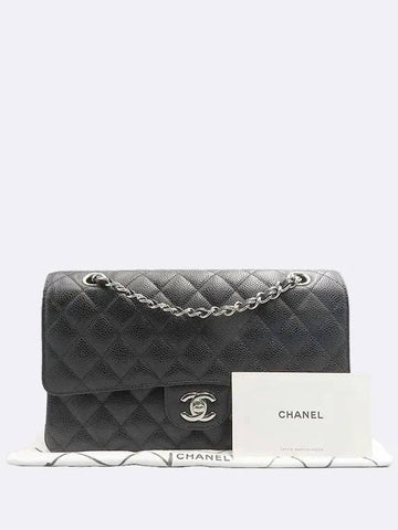 A01112 Black Caviar Skin Classic Medium M Size Flap Chain Shoulder Bag - CHANEL - BALAAN 1