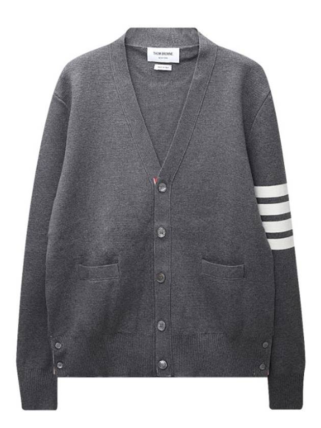 Milano Stitch 4-Bar Cardigan Medium Grey - THOM BROWNE - BALAAN 2