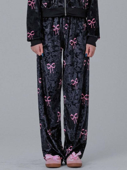 Ribbon Velvet Track Pants Black - DILETTANTISME - BALAAN 2