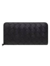 Intrecciato Zipper Around Leather Long Wallet Black - BOTTEGA VENETA - BALAAN 2