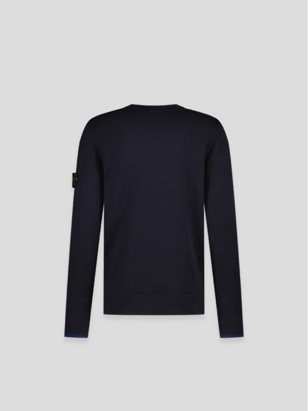 Logo Patch Crew Neck Knit Top Navy - STONE ISLAND - BALAAN 3