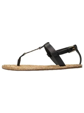 Cassandra Flat Sandals Noir - SAINT LAURENT - BALAAN 1