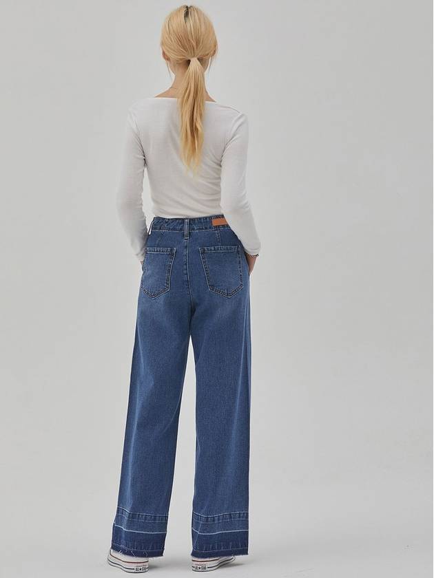 Denim Color Block Wide Pants Indigo - RYUL+WAI: - BALAAN 4