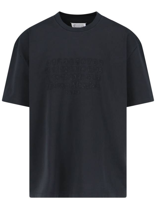 Embroidered Logo Cotton Short Sleeve T-Shirt Black - MAISON MARGIELA - BALAAN 2