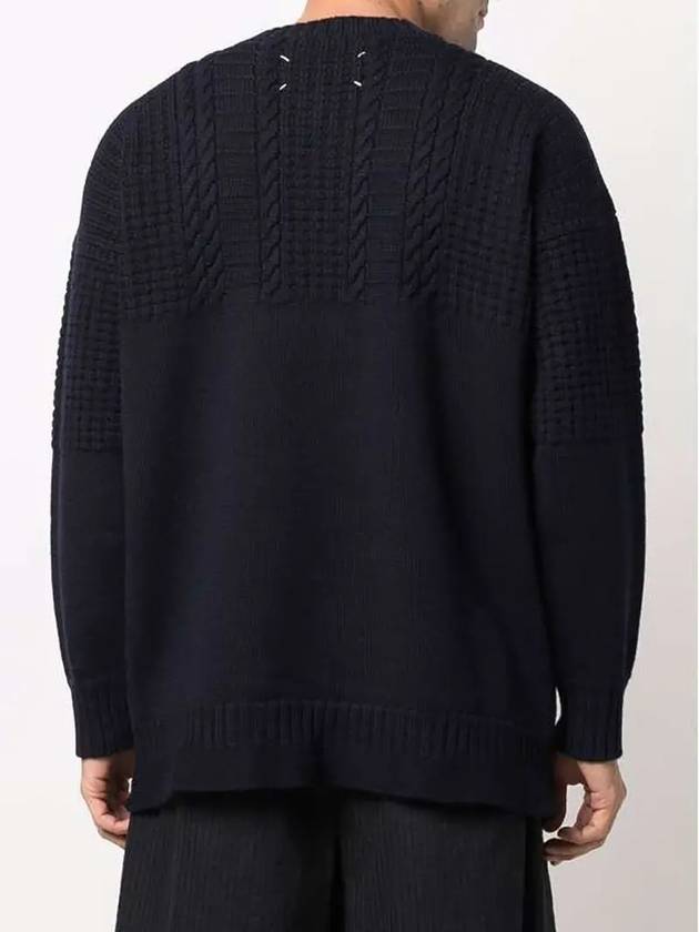 Crew Neck Cable Knit Top Navy - MAISON MARGIELA - BALAAN 4