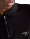 Pique Re-Nylon Details Polo Shirt Black - PRADA - BALAAN 6