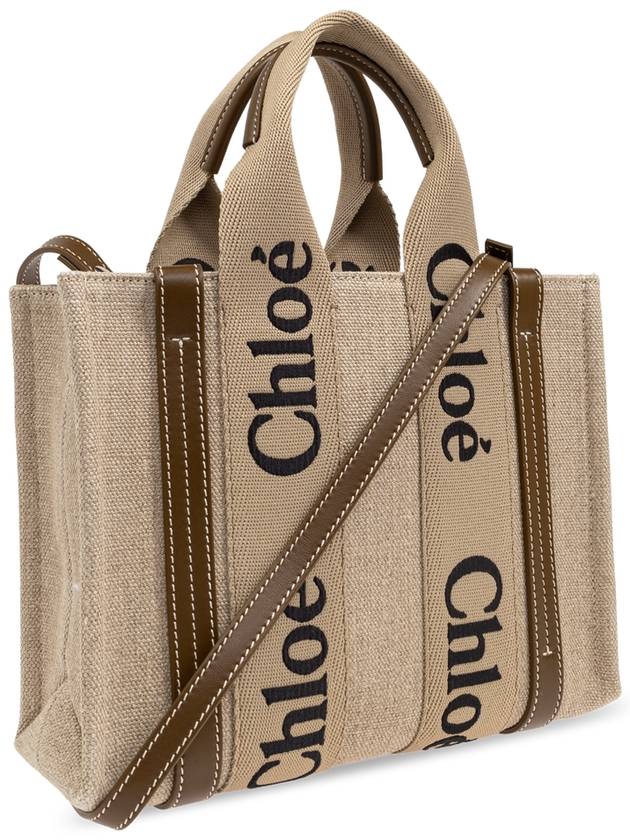 Woody Logo Small Tote Bag Brown Beige - CHLOE - BALAAN 5