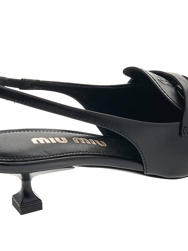 Leather Penny Slingback Heels Black - MIU MIU - BALAAN.