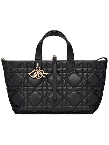 Toujours Macrocannage Calfskin Medium Tote Bag Black - DIOR - BALAAN 1