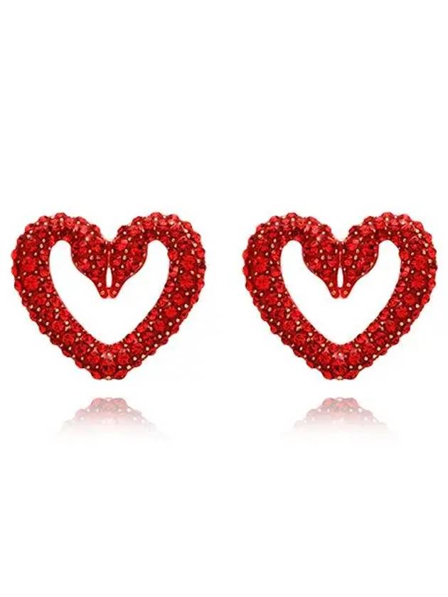 Sublima Swan Heart Stud Earrings Red - SWAROVSKI - BALAAN 2