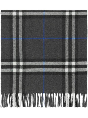 Check Wide Cashmere Scarf Dark Charcoal - BURBERRY - BALAAN 1