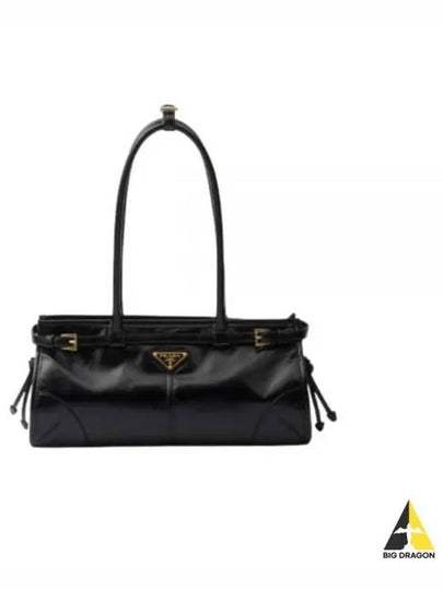 Medium Leather Tote Shoulder Bag Black - PRADA - BALAAN 2