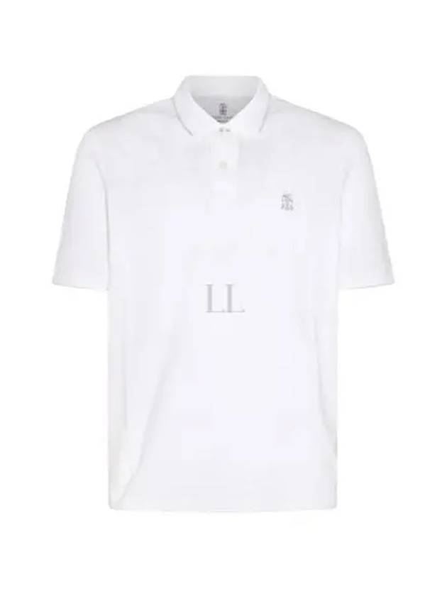 Embroidered Logo Short Sleeve Polo Shirt White - BRUNELLO CUCINELLI - BALAAN 2