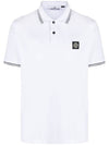 Stretch Cotton Pique Short Sleeve Polo Shirt White - STONE ISLAND - BALAAN 2