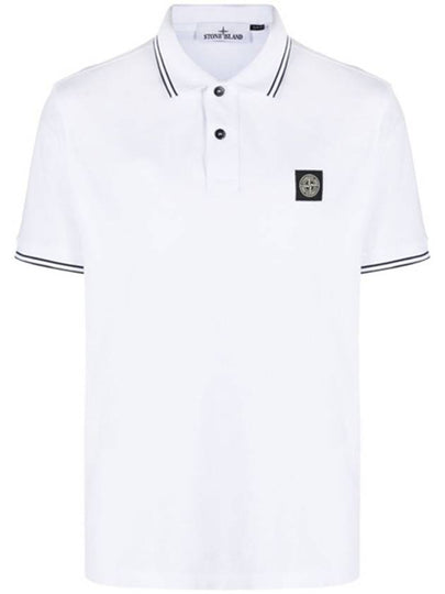 Stretch Cotton Pique Short Sleeve Polo Shirt White - STONE ISLAND - BALAAN 2