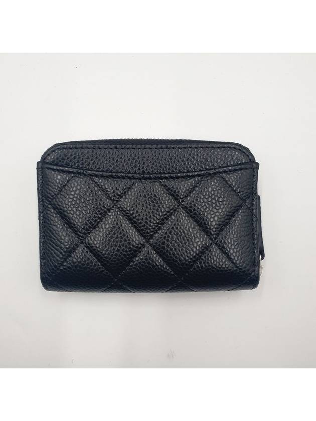 Classic Zipped Coin Purse Grained Calfskin Silver Black - CHANEL - BALAAN 11