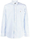 Men's Striped Custom Fit Long Sleeve Shirt Blue - POLO RALPH LAUREN - BALAAN 7