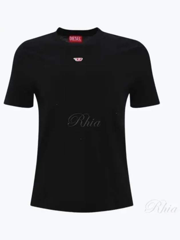 T Leg D Regular Fit Cotton Short Sleeve T-Shirt Black - DIESEL - BALAAN 2