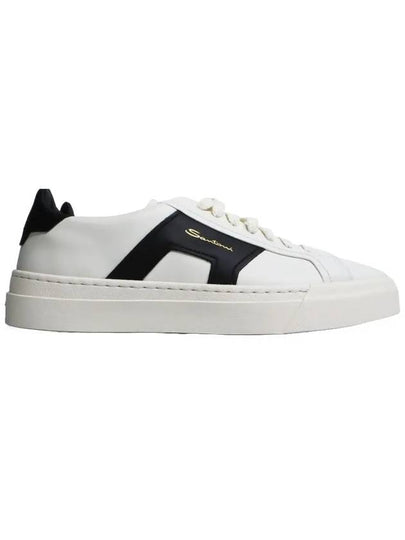 Double Buckle Leather Low-Top Sneakers White - SANTONI - BALAAN 2