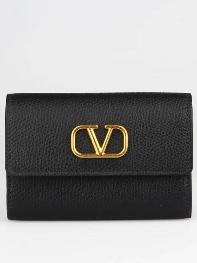 V Logo Signature Card Wallet Black - VALENTINO - BALAAN 2