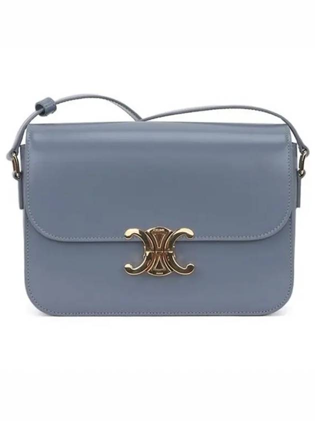 Classique Triomphe Shiny Calfskin Shoulder Bag Blue Grey - CELINE - BALAAN 2