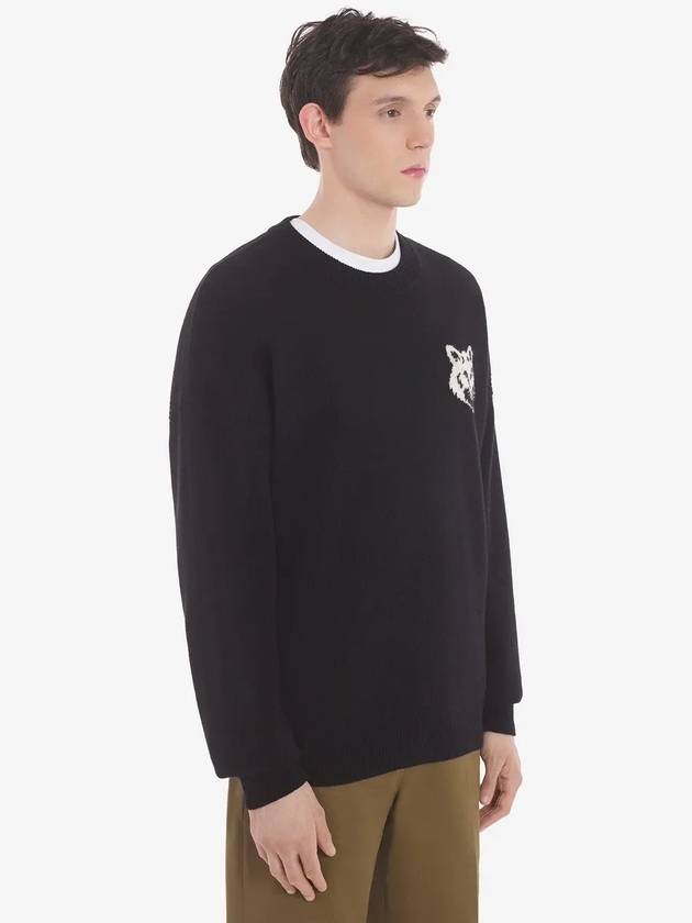 Intarsia Fox Head Comfort Knit Top Black - MAISON KITSUNE - BALAAN 5