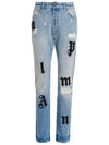 Logo Patch Straight Jeans Blue - PALM ANGELS - BALAAN 1