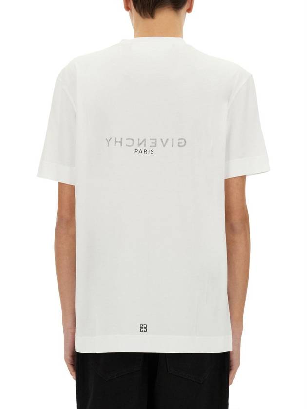 Men's Reverse Logo Round Slim Short Sleeve T-Shirt White - GIVENCHY - BALAAN 4