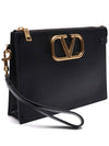 V Logo Signature Clutch Bag Black - VALENTINO - BALAAN 4