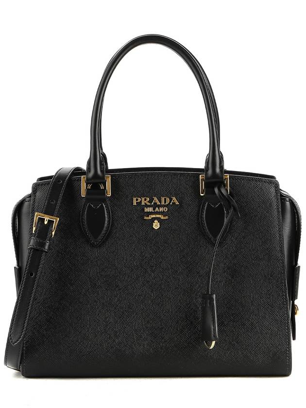 Logo Saffiano Tote Bag Black - PRADA - BALAAN 2